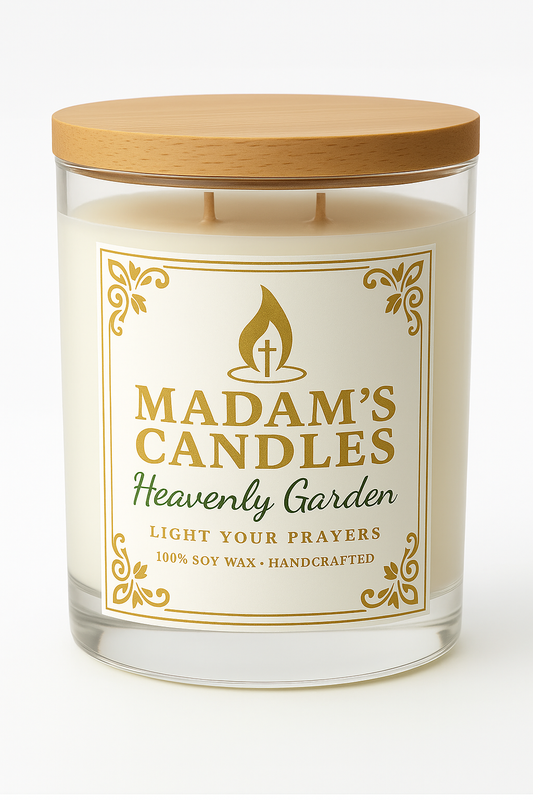 Heavenly Garden – Rose Scripture Candle | Handcrafted Soy Candle with Hidden Bible Verse