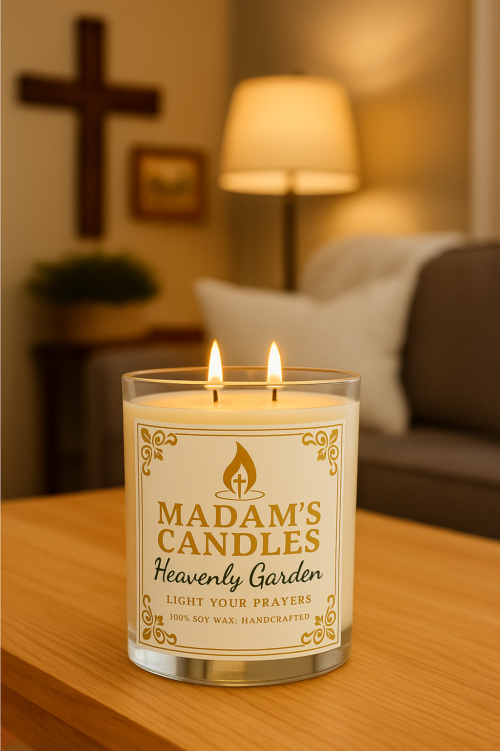 Heavenly Garden – Rose Scripture Candle | Handcrafted Soy Candle with Hidden Bible Verse