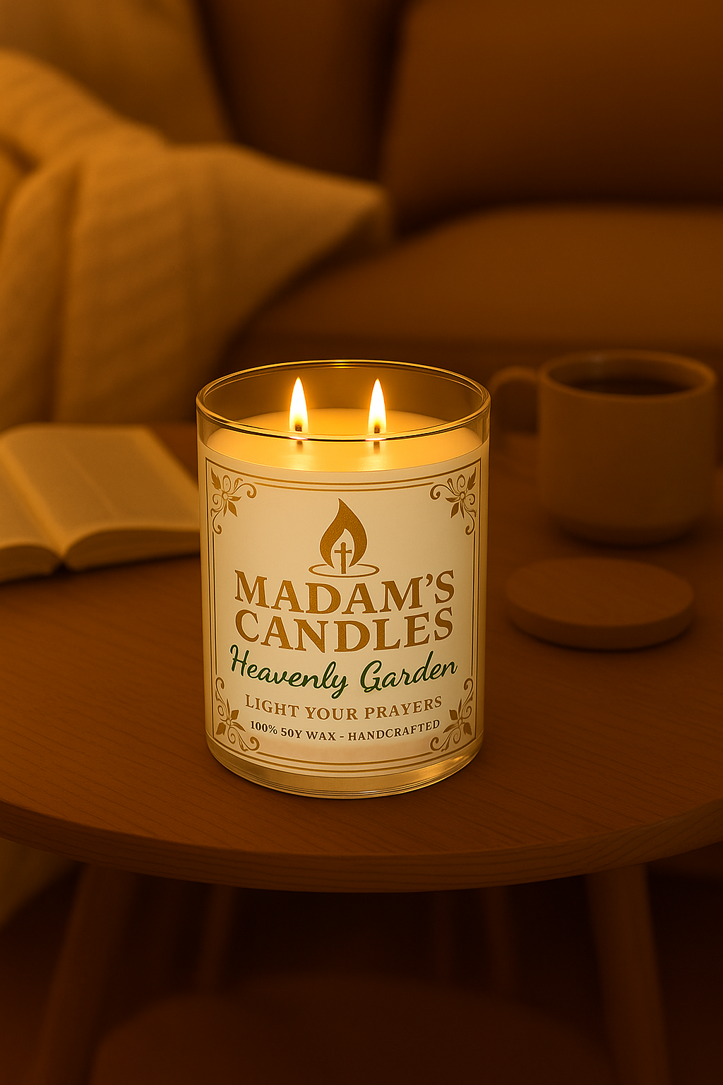 Heavenly Garden – Rose Scripture Candle | Handcrafted Soy Candle with Hidden Bible Verse