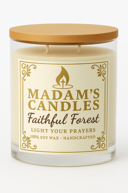 Faithful Forest - Cedarwood Scripture Candle | Handcrafted Soy Candle with Hidden Bible Verse